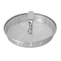 Tefal TS-1600004794 Emeril Stainless steel Glass lid with strainer (small and large holes) for 1.5 qt Sauce Pan. Only fits Emeril's copper bottom cookware line.